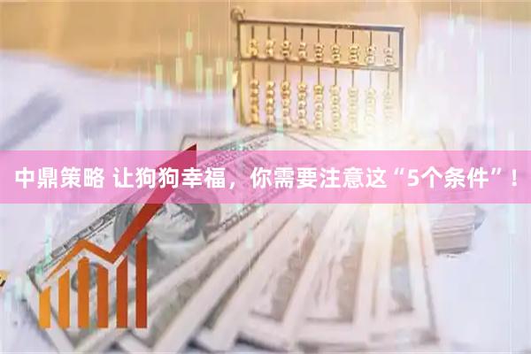 中鼎策略 让狗狗幸福，你需要注意这“5个条件”！