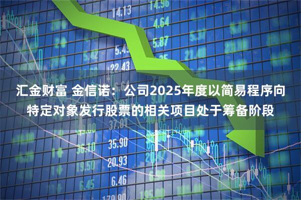 汇金财富 金信诺:公司2025年度以简易程序向特定对象发行股票的相关项目处于筹备阶段