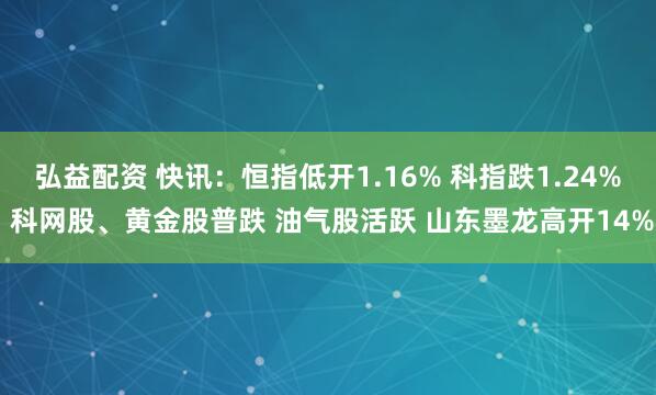 弘益配资 快讯：恒指低开1.16% 科指跌1.24% 科网股、黄金股普跌 油气股活跃 山东墨龙高开14%